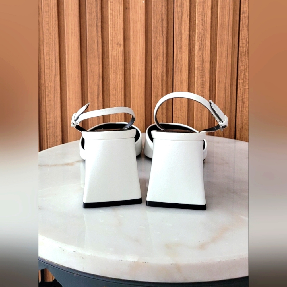 Zara White Slingback Heels - Picture 6 of 9